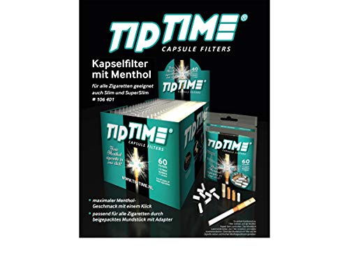 LK Trend & Style TipTime Zigarettenfilter Zigarettenhülsen Click mit Menthol Geschmack Mentholkapsel zum Aufstecken Filterhülsen mit klick (10 Päckchen mit je 60 Filter + Zubehör) von LK Trend & Style