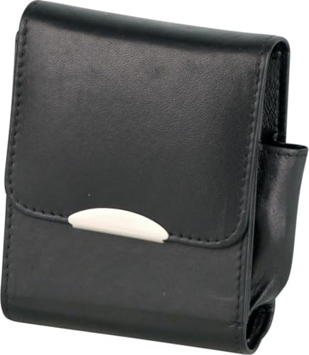 Leder Zigarettenetui mit Feuerzeugfach, L-Format oder XL-Format, Magnetverschluss, Schwarz (Größe XL) von LK Trend & Style