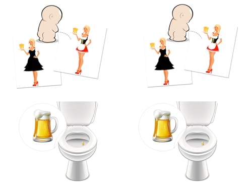 Lustige Toiletten-Aufkleber mit strippender Bedienung und Bierglas Toilettensticker mit Spaß und saubere Toiletten (2 x Bedienung + 2 x Bierglas) von LK Trend & Style