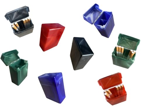 Premium XXL Zigarettenbox, Kunststoff Marmoriert, 32 Zigaretten Kapazität, Mit Trennsteg, 9x7x3,5 cm, Schwarz, Blau, Rot, Grün (6) von LK Trend & Style