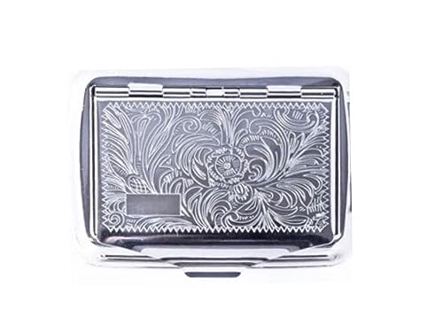 Tabakdose Chrom verschiedene Dekore Silber für Selberdreher mit Papierfach 10x7x2cm (Floral) von LK Trend & Style