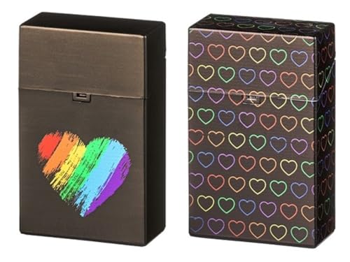 Zigarettenbox LOVE DESIGN für 20 Zigaretten Kunststoff mit Druckknopf (2 x Herz) von LK Trend & Style