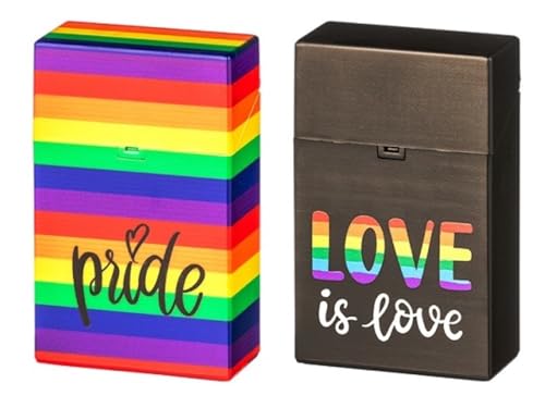 Zigarettenbox LOVE DESIGN für 20 Zigaretten Kunststoff mit Druckknopf (Love is Love + Pride) von LK Trend & Style