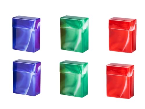 Zigarettenbox Marmoriert 30 Zigaretten ohne Steg abgerundete Kanten (2 x Rot + 2 x Blau + 2 x Grün = 6 Boxen) von LK Trend & Style