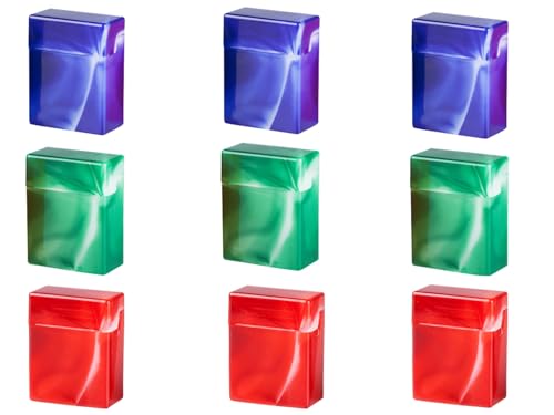 Zigarettenbox Marmoriert 30 Zigaretten ohne Steg abgerundete Kanten (3 x Rot + 3 x Blau + 3 x Grün = 9 Boxen) von LK Trend & Style