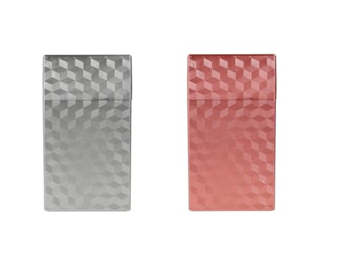 Zigarettenbox Metallic Design, 100mm, 20 Zigaretten, 2er-Set, Gold/Silber/Rot sortiert (Rot + Silber) von LK Trend & Style
