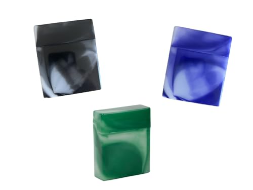 Zigarettenbox Set, 3 Stück, Kunststoff Marmoriert, für 25 Zigaretten, Schwarz/Lila/Grün von LK Trend & Style