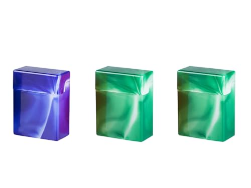 Zigarettenboxen 3 Stück marmoriert ohne Steg für je 32 Zigaretten (2 x Grün + 1 x Blau) von LK Trend & Style