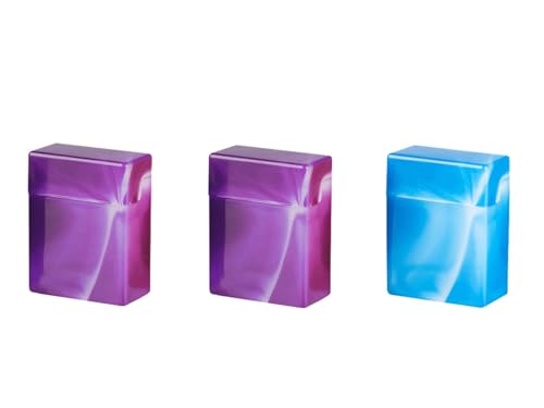 Zigarettenboxen 3 Stück marmoriert ohne Steg für je 32 Zigaretten (2 x Violett + 1 x Blau) von LK Trend & Style