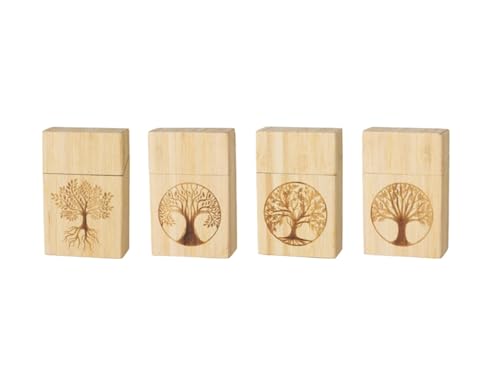 Zigarettenetuis aus Holz, TREE OF LIFE, mit Baummotiv und Druckknopf, für 20 Zigaretten (1) von LK Trend & Style