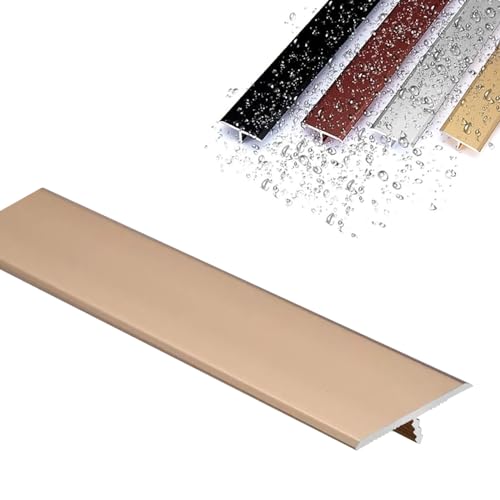 Aluminium-Bodenübergangstreifen, Aluminium-T-Formteil, Bodenübergangsleiste for Teppich zu Fliesen/Laminat/Vinyl, glatte Oberfläche(Gold,L900 x W33mm) von LKAMCBZMF