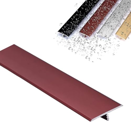 Aluminium-Bodenübergangstreifen, Aluminium-T-Formteil, Bodenübergangsleiste for Teppich zu Fliesen/Laminat/Vinyl, glatte Oberfläche(Rosso,L900 x W33mm) von LKAMCBZMF
