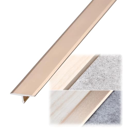 Aluminium-Bodenübergangstreifen, Aluminium-T-Formteil, Übergangsleiste for Garagenböden, Laminat-Vinyl-Türleiste, Türkantenverkleidung, Schwellenleiste,(Gold,L900 x W20mm) von LKAMCBZMF