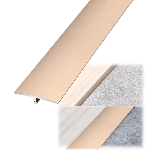 Aluminium-Bodenübergangstreifen, Aluminium-T-Formteil, Übergangsleiste for Garagenböden, Laminat-Vinyl-Türleiste, Türkantenverkleidung, Schwellenleiste,(Gold,L900 x W40mm) von LKAMCBZMF