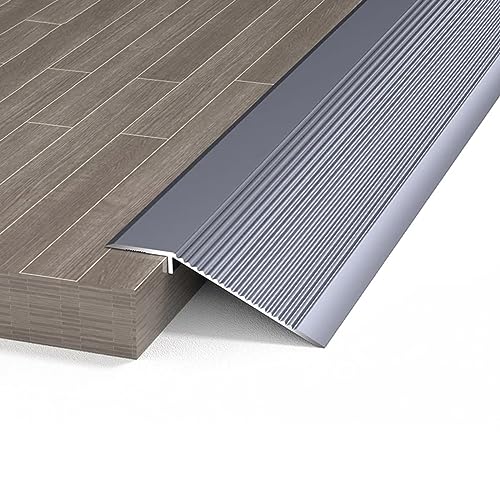 Aluminium-Bodenübergangstreifen, For Esszimmer, Büro, Schlafzimmer, Badezimmer, Türkantenverkleidung for Fliesen, Laminat, Vinylböden, for Schwellenhöhe 1–4 cm(Grays,115CM 45.3in) von LKAMCBZMF