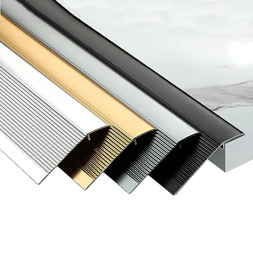 Aluminium-Bodenübergangstreifen, For Mattenfliesen, Übergangsrampe, Hauseinstiegsrampe, Reduzierstück, einfach zu installieren, for Höhenunterschiede von 1–4 cm(Gold,L125 x W10 cm) von LKAMCBZMF