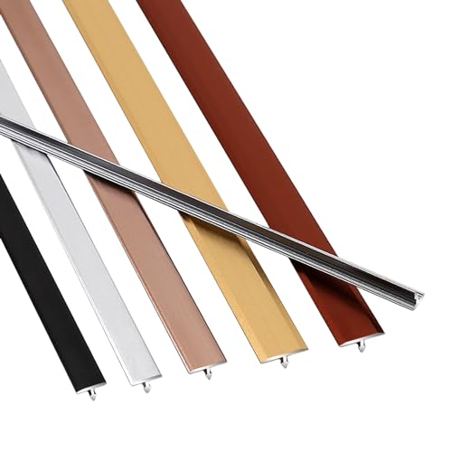 Aluminium-Bodenübergangstreifen, T-Formleiste aus Aluminium for die Randverzierung von Türen/Fliesen/Schwellen, schwarz-weiße Bodenübergangsleiste 35,4 Zoll, flache Trennleiste(Purple,L900 x W15mm) von LKAMCBZMF