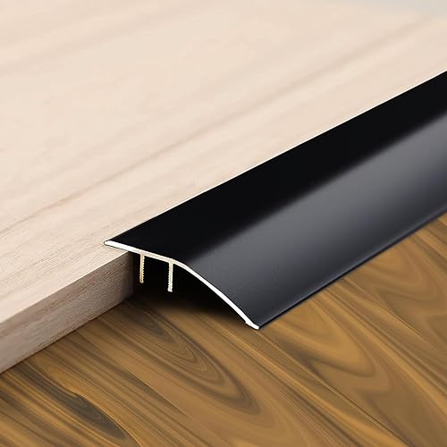 Aluminium-Bodenübergangstreifen, Türkantenleiste for Laminat-Bodenmatten, Teppiche und Vinylfliesen, Übergangsbrett for Bodenhöhenunterschiede von 7–15 mm(Black,110CM 3.6ft) von LKAMCBZMF