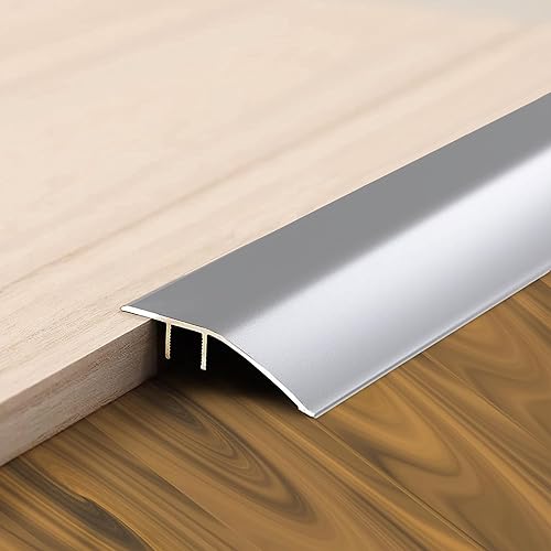 Aluminium-Bodenübergangstreifen, Türkantenleiste for Laminat-Bodenmatten, Teppiche und Vinylfliesen, Übergangsbrett for Bodenhöhenunterschiede von 7–15 mm(Silver,100CM 3.3ft) von LKAMCBZMF