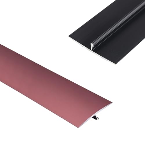 Aluminium-Bodenübergangstreifen, Übergangsleiste Tür/Fliese/Teppich zu Fliese, schwarz-goldene T-Form-Bodenübergangsleiste aus Aluminium, passgenaue flache Trennleiste(Rosso,L900 x W40mm) von LKAMCBZMF