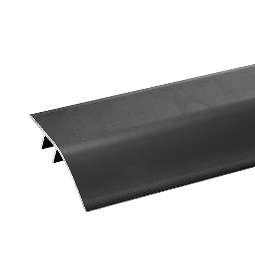 Aluminium-Bodenübergangstreifen, Übergangsleiste aus Aluminium-Formteil, Türkantenleiste for Laminat-, Boden-, Teppich- und Vinylfliesen, mit Klebstoff, einfach zu installieren(Black,105CM 3.4ft) von LKAMCBZMF