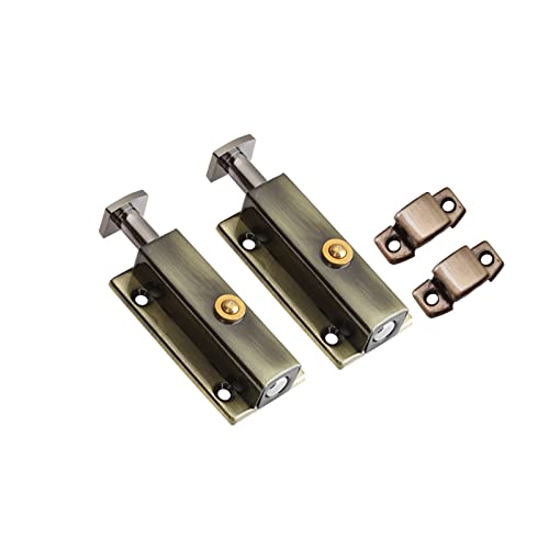 Edelstahl-Steckverriegelung, Tür Automatisches Federriegelschloss Mehrfarbig 3-4 Zoll(Bronze,4 in) von LKAMCBZMF