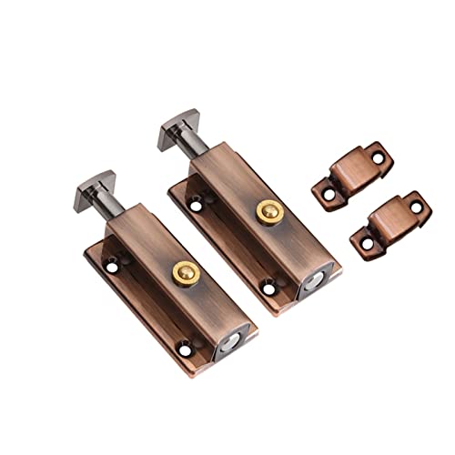 Edelstahl-Steckverriegelung, Tür Automatisches Federriegelschloss Mehrfarbig 3-4 Zoll(Red Copper,4 in) von LKAMCBZMF