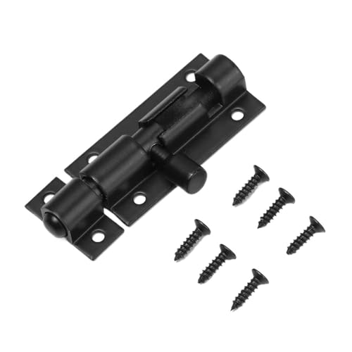Edelstahl-Steckverriegelung, Tür- und Torriegel aus Aluminiumlegierung, 2–4 Zoll, Silber, Schwarz, 2er-Pack(Black,3inch) von LKAMCBZMF
