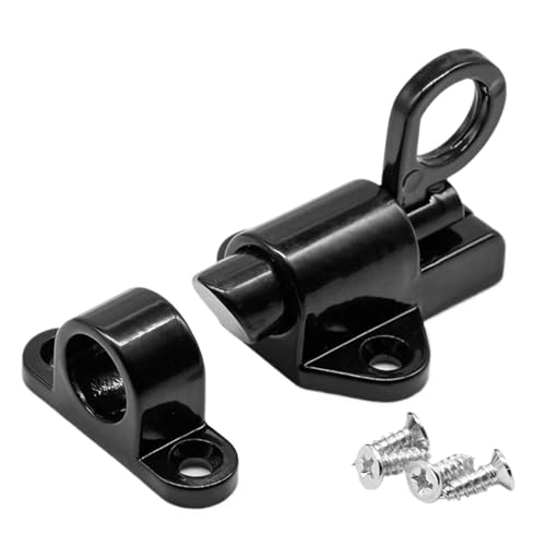 Edelstahl-Steckverriegelung, Türriegelverriegelung, mehrfarbig, automatischer Federsprung mit Zugring for Torfenster(Black) von LKAMCBZMF