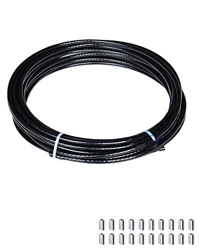 Edelstahlkabel, Schwarzes, vinylbeschichtetes Drahtseil aus Edelstahl 304, Kabelleitungslänge: 82 Fuß/25 m, 7 * 7 Strukturdurchmesser: 0,048 Zoll/1,2 mm Edelstahlkabel, Schwarzes, vinylbeschichtetes Drahtseil aus Edelstahl 304, Kabelleitungslänge: 82 Fuß/25 m, 7 * 7 Strukturdurchmesser: 0,048 Zoll/1,2 mm von LKAMCBZMF