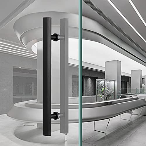 LKAMCBZMF Schieben Sie den Scheune Türgriff, Moderner rechteckiger Glastürgriff for gewerbliche Büro-/Scheunentore, stilvolle Glasgriffe, langlebig und elegant(Black,100cm(39 3/8") 70cm) von LKAMCBZMF