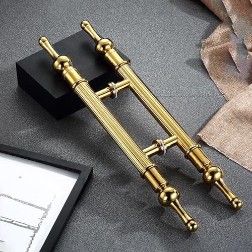 LKAMCBZMF Schieben Sie den Scheune Türgriff, Stilvoller Retro-Türgriff aus Edelstahl in H-Form for Glastüren im Büro(Gold,86X40cm/33.9"X15.8") von LKAMCBZMF