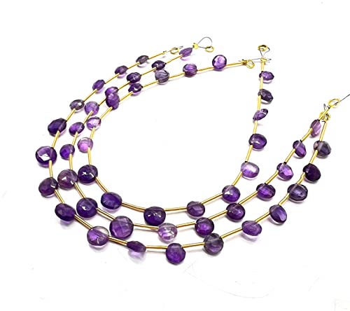 Natural Amethyst 6-8mm Coin Faceted 8 Inch 16 Pieces Purple Color Rare Gemstone Beads Strand German_Beads_59 von LKBEADS