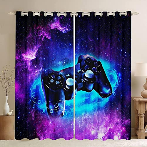 LKCD 100% Blickdichter Vorhang Mit Ösen, Gamer Lightning Gamepad-Video 150X166Cm 2 Stück, Verdunkelungsvorhang Verdunkelungsvorhang Mit Blickdichten Farben, Gardinen, Blickdicht Für Das Wohnzimmer von LKCD