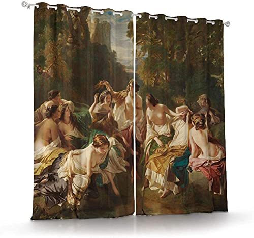 LKCD Verdunkelungsvorhänge, Weltberühmte Gemälde Kunst Ölgemälde 200X214Cm 2 Vorhänge Mit Ösen Für Schlafzimmer, Verdunkelungsvorhänge von LKCD