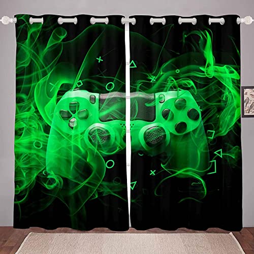 LKCD Verdunkelungsvorhang Mit Ösen, Gamer Lightning Gamepad-Video 200X160Cm Vorhang, Blickdicht, Wärmeisolierend, Vorhang, Polyester Für Kinderzimmer, Schlafzimmer, Verdunkelung, 2Er Set von LKCD