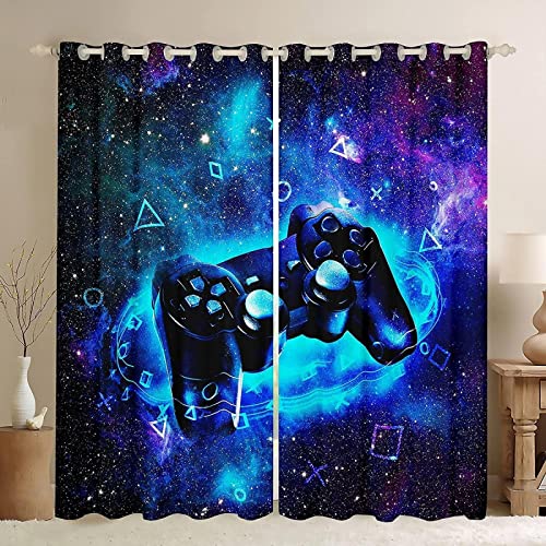 LKCD Verdunkelungsvorhang Mit Ösen, Gamer Lightning Gamepad-Video 264X240Cm Vorhang, Blickdicht, Wärmeisolierend, Vorhang, Polyester Für Kinderzimmer, Schlafzimmer, Verdunkelung, 2Er Set von LKCD