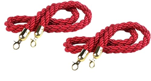 Rungenseil, Queue ty Barrier Samtseil Rot, VIP-Rungenseil Roter Teppich Partydekorationen, Langes Rotes Samtrungenseil for Pfostenständer (Farbe: Samt-Goldhaken, Größe: 2 m/6,6 Fuß) von LKDCNUP