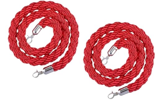 Rungenseil, Queue ty Barrier Samtseil Rot, VIP-Rungenseil Roter Teppich Partydekorationen, Langes Rotes Samtrungenseil for Pfostenständer (Farbe: Samt-Goldhaken, Größe: 2 m/6,6 Fuß) von LKDCNUP