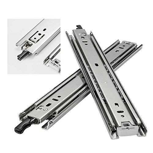 Schubladengleiter, Drawer runners,Hardware Soft Close Drawer Slides Push to Open Drawer Runner Drawer Slide Rail with Lock,Heavy Rail,Fully Extended Three-Section Track,16In(400Mm) von LKDCNUP