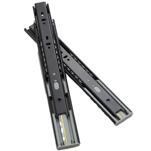 Schubladengleiter, Drawer runners,Soft Close Drawer Slides Three-Section Drawer Rails Mute Ball Bearing Black Furniture Slides Track Buffer Cabinet Drawer Runners Rail von LKDCNUP