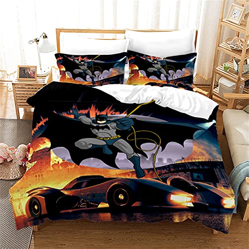 LKFFHAVD Batman Bettwäsche - Set, Anime Superheld Bettbezug Mit Kissenbezug, 3D - Druck 100% Microfaser Duvet Cover Für Jugendliche Jungen Mädchen (135 x 200cm,19) von LKFFHAVD