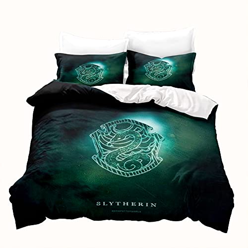 LKFFHAVD Harry Bettwäsche-Sets, Hogwarts Bettwäsche, 3D Druck Mikrofaser Hermione Potter Bettbezug Mit Kissenbezügen, Geeignet Für Jungen Mädchen (135 x 200CM,21) von LKFFHAVD