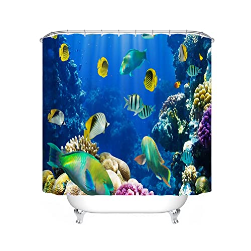 LKFFHAVD Unter Dem Meer Duschvorhang 120x200 180x180, 3D-Druck Ozean Korallenriff Bunt Shower Curtains Wasserdicht, Dekorieren Sie Ihr Badezimmer (200 * 200CM,4) von LKFFHAVD