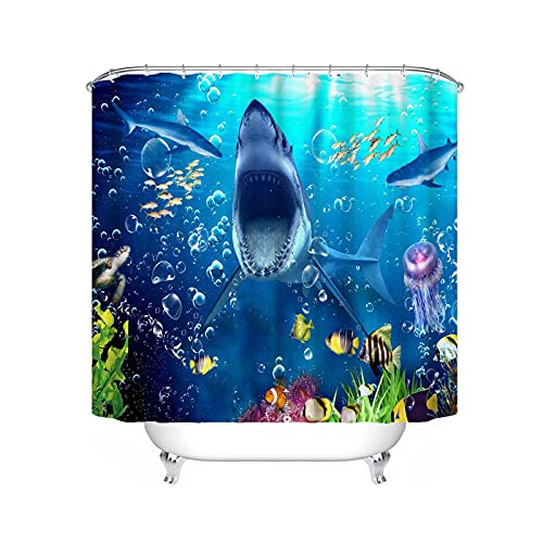 LKFFHAVD Unter Dem Meer Duschvorhang 120x200 180x180, 3D-Ozean Delfin Korallenriff Bunt Shower Curtains Wasserdicht, Dekorieren Sie Ihr Badezimmer (120 * 200CM,4) von LKFFHAVD