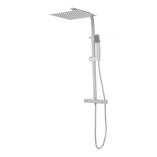 LKHDONG Duschsystem mit Thermostat 38°C Edelstahl Duscharmatur Duschset mit Handbrause und Regendusche, 2 Strahlarten Duschkopf 30x30cm/40x40cm Kopfbrause Höhenverstellbar 82-110cm (30x30cm) von LKHDONG