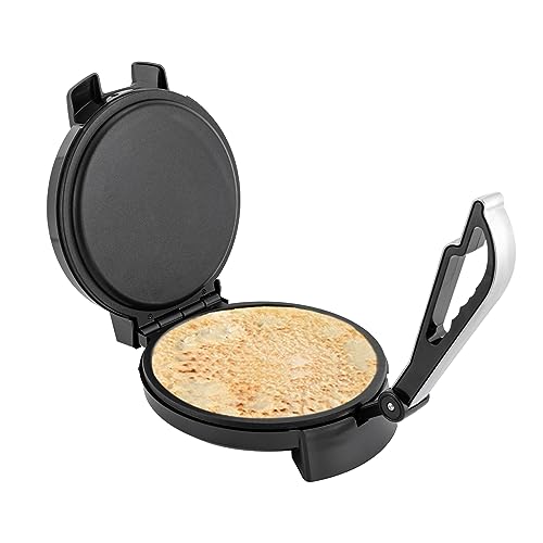 LKHDONG Roti Maker Elektrische Tortilla Presse Chapati Tortilla Bäcke Doppelseitige Heizung 260°C Temperatur Einstellbar 26x26x34cm für Pizza, Omeletts, Fladenbroten mit Anzeigelicht & Handgriff von LKHDONG