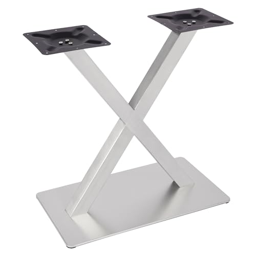 LKHDONG Tischbeine Tischfüße X-Form/V-Form, Edelstahl Tischgestell Möbelkufen Tischfuß Tischsäule Untergestell für Gastrotisch Silber (1, X-Form) von LKHDONG
