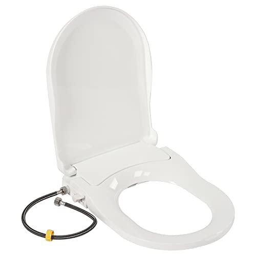 LKHDONG Toilettendeckel WC Sitz Abnehmbar Toilettensitz mit Po Dusche, D-Form kein Stromanschluss Weiß 48 x 35 cm von LKHDONG