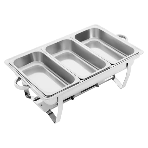 LKHDONG Warmhaltebehälter Chafing Dish 3 x 2.5L Edelstahl Speisenwärmer Buffet-Set Wärmebehälter Rechaud für Catering, Buffet und Party von LKHDONG